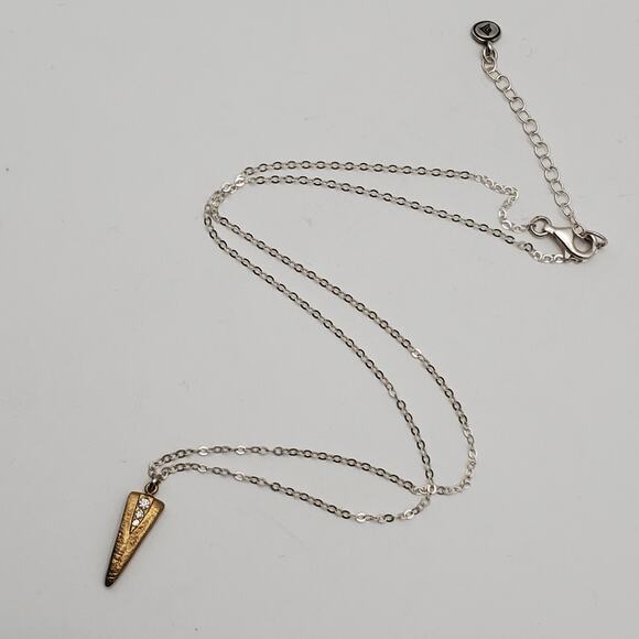 SILPADA Sterling Silver Brass Cubic Zirconia ON POINT Necklace Adj Length - Picture 1 of 6